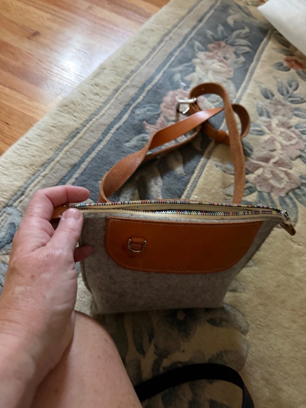 Rare Hejlov artisan merino wool felt/leather boys sling bag